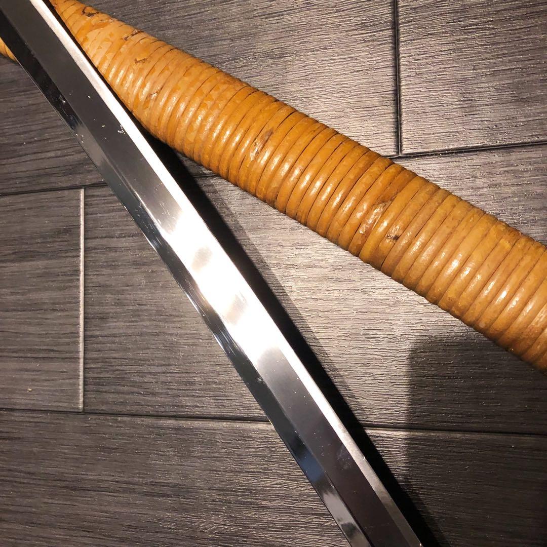 高級模造刀　籐巻拵え　居合刀　藤巻鞘　白拵え　合金　籐巻柄　重みあり