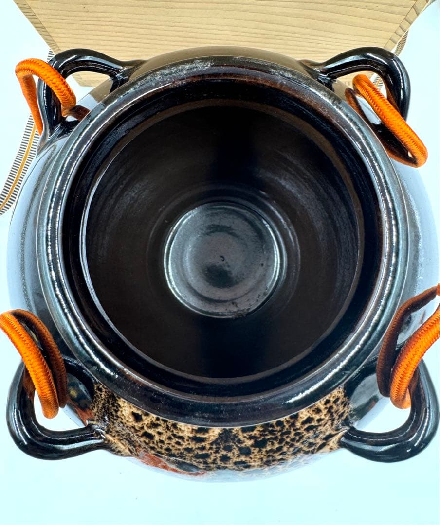 135 天目釉　飾壺　平安草山　未使用品　共箱