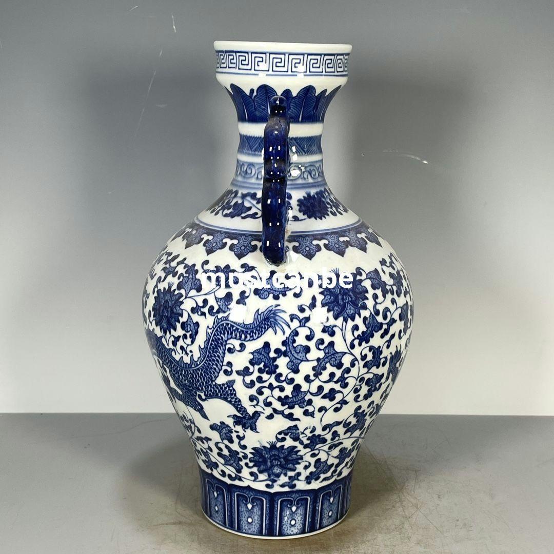 清乾隆鯖竜紋両耳花瓶 景徳鎮 陶磁器 装飾品 現代工芸品 美術品 置物