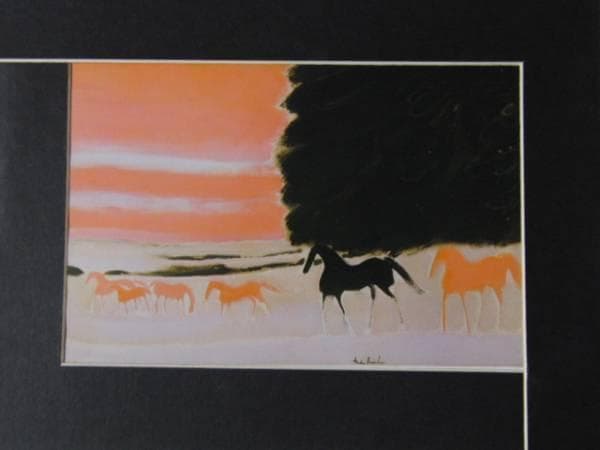 ブラジリエ、黄昏を行く馬、超希少額装用画、新品額装付