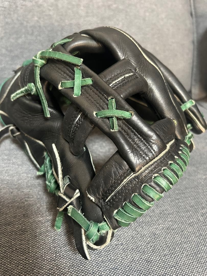 NIKE 硬式グローブ 黒/緑 Diamond Elite j 輝 中古 激シブ