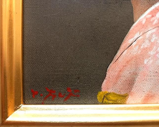 藤井勉　「少女　華」　0号　油彩画　　真筆