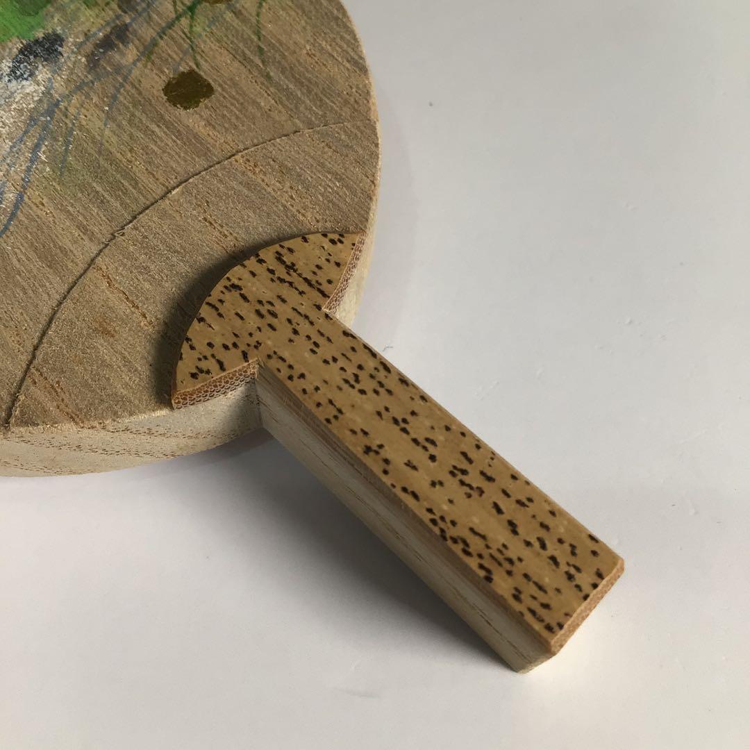 Ｍ３０９　香合　『蓑輪一幸作』『桐製』『鶺鴒蒔絵』『団扇香合』　共箱　茶道具