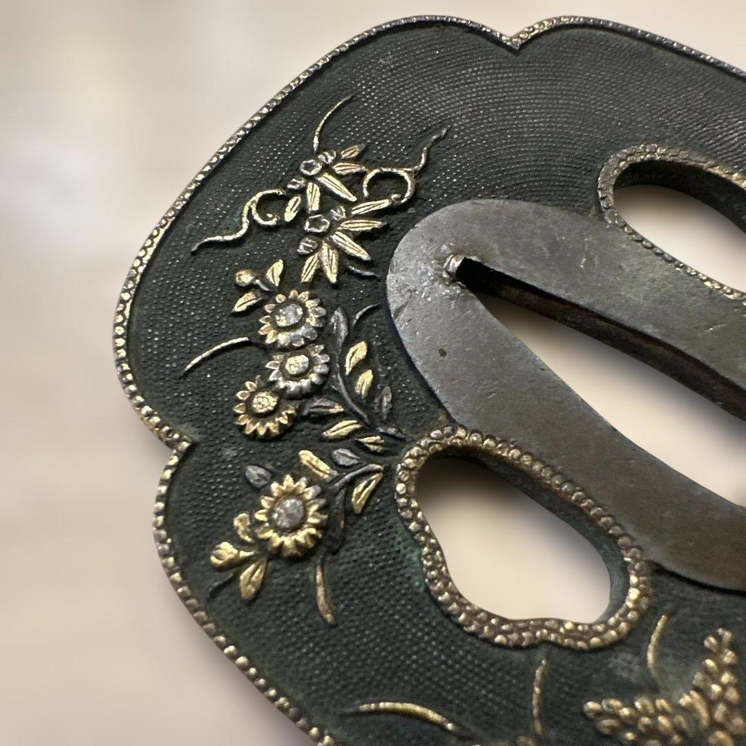 刀装具，秋草紋，秋草圖，鍔（つば）