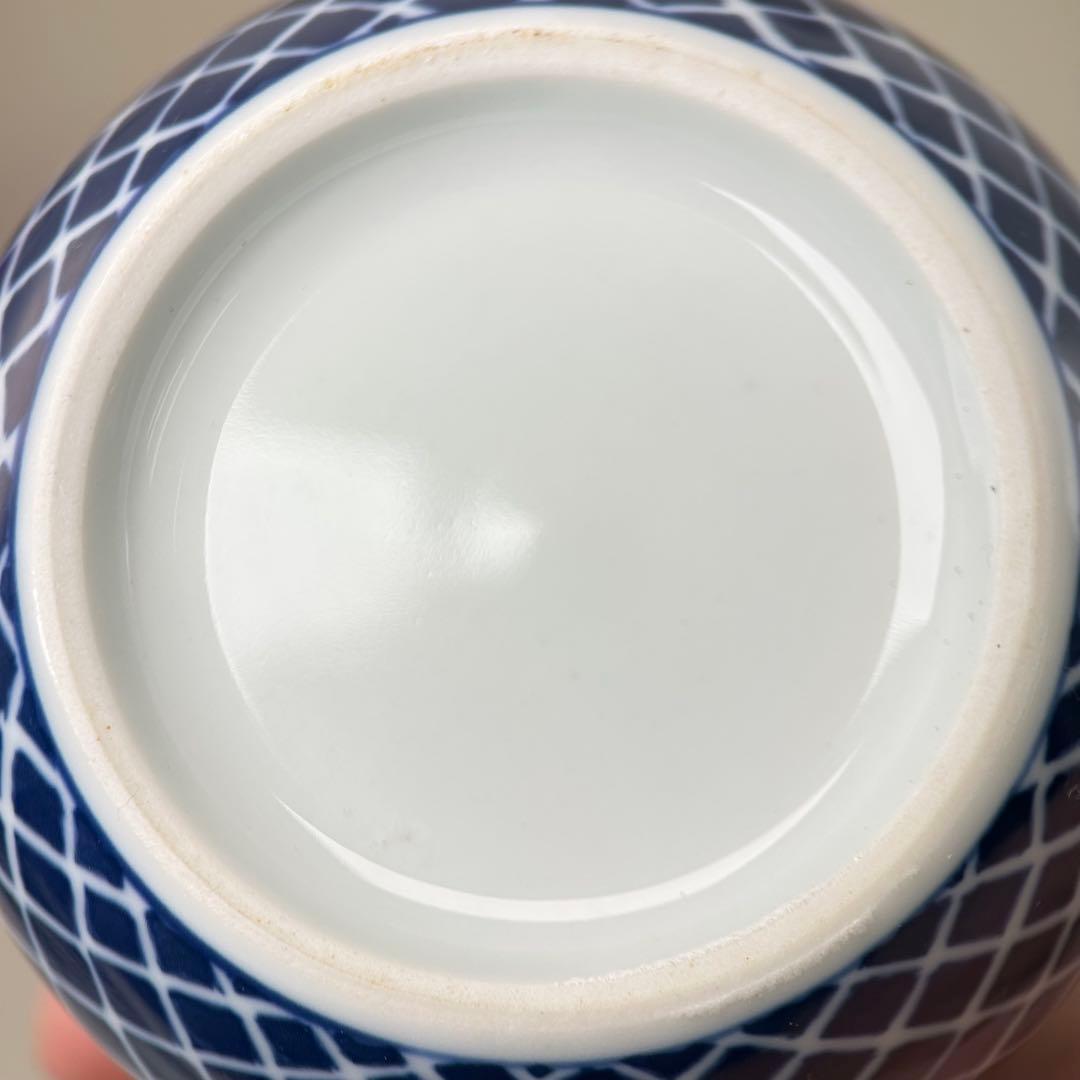 A045青花瓷 「吴祥瑞造」 景徳鎮 手描き 壽文 蓋物 五良大甫茶入 茶道具