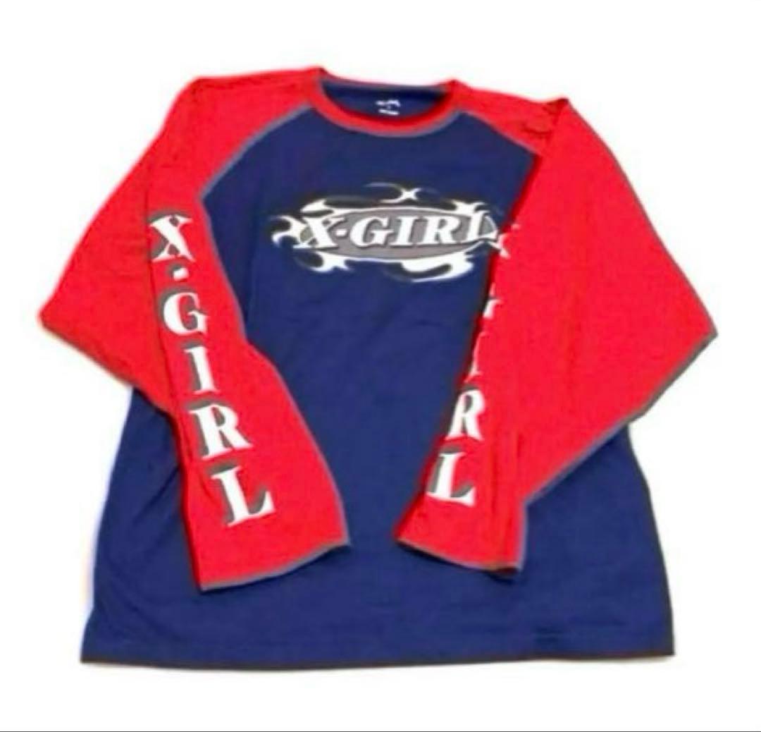 【あいみょん着用】モデル&カラーX-girl ロンTネイビー長袖リンガーTシャツ