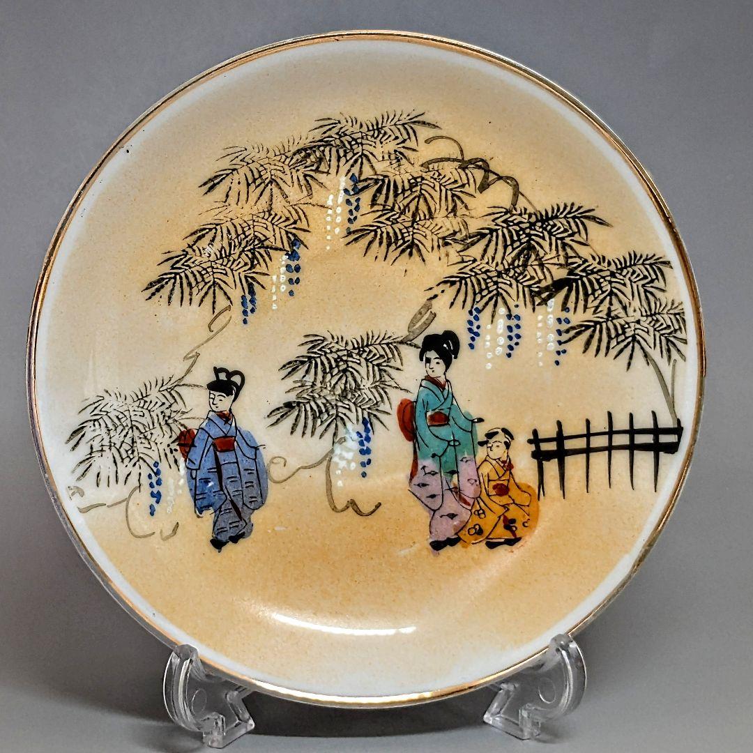 オールドニッポン 金彩白釉盛上装飾色絵風景紋様図 ＋オールドニッポン　銘 西田皿