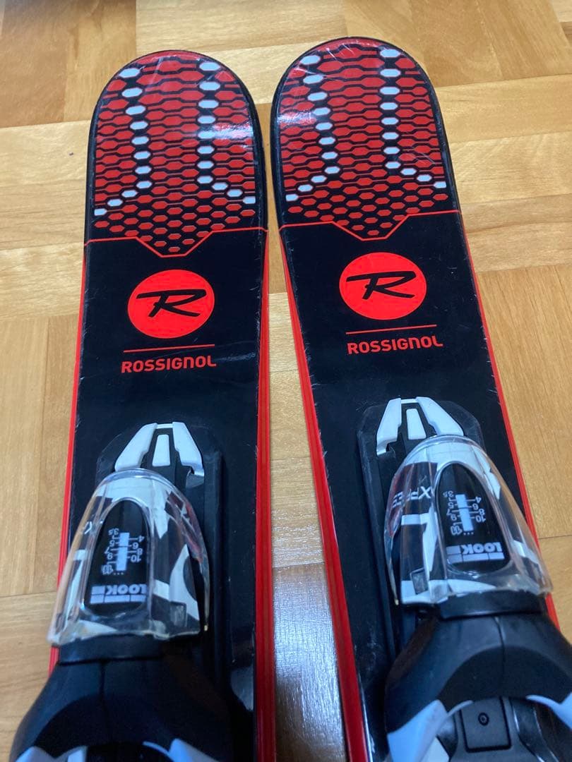 ROSSIGNOL 黒 赤 バインディング付き　大人用ショートスキー　100㎝