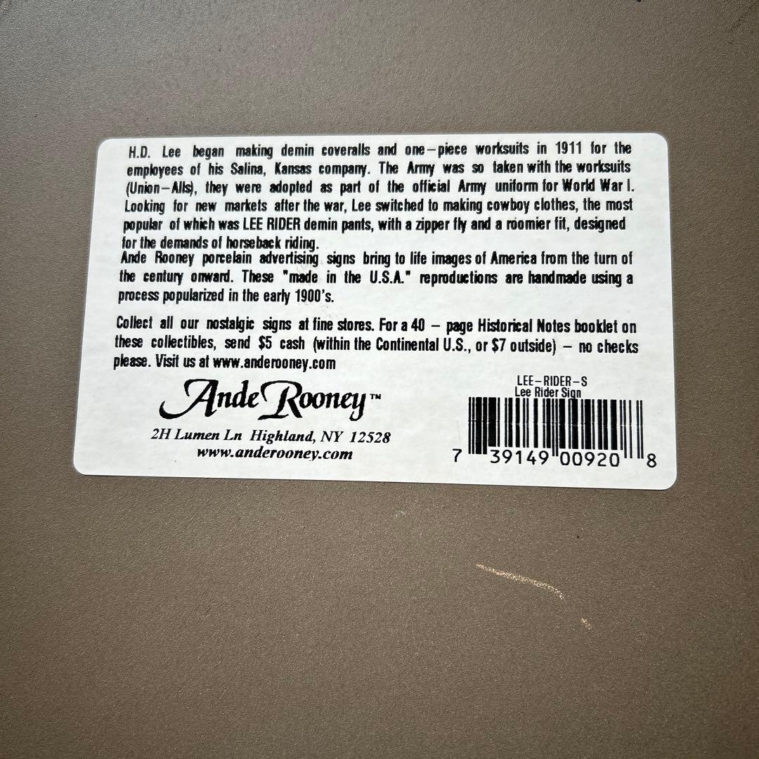 Lee ライダー ブリキ看板