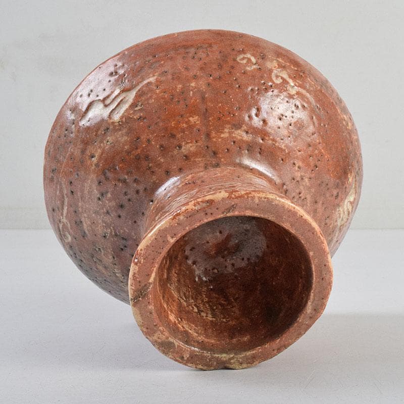 茶道具　佐々木松楽造　赤楽焼　大馬上盃　菓子器　仕覆付　共箱　M　R9476