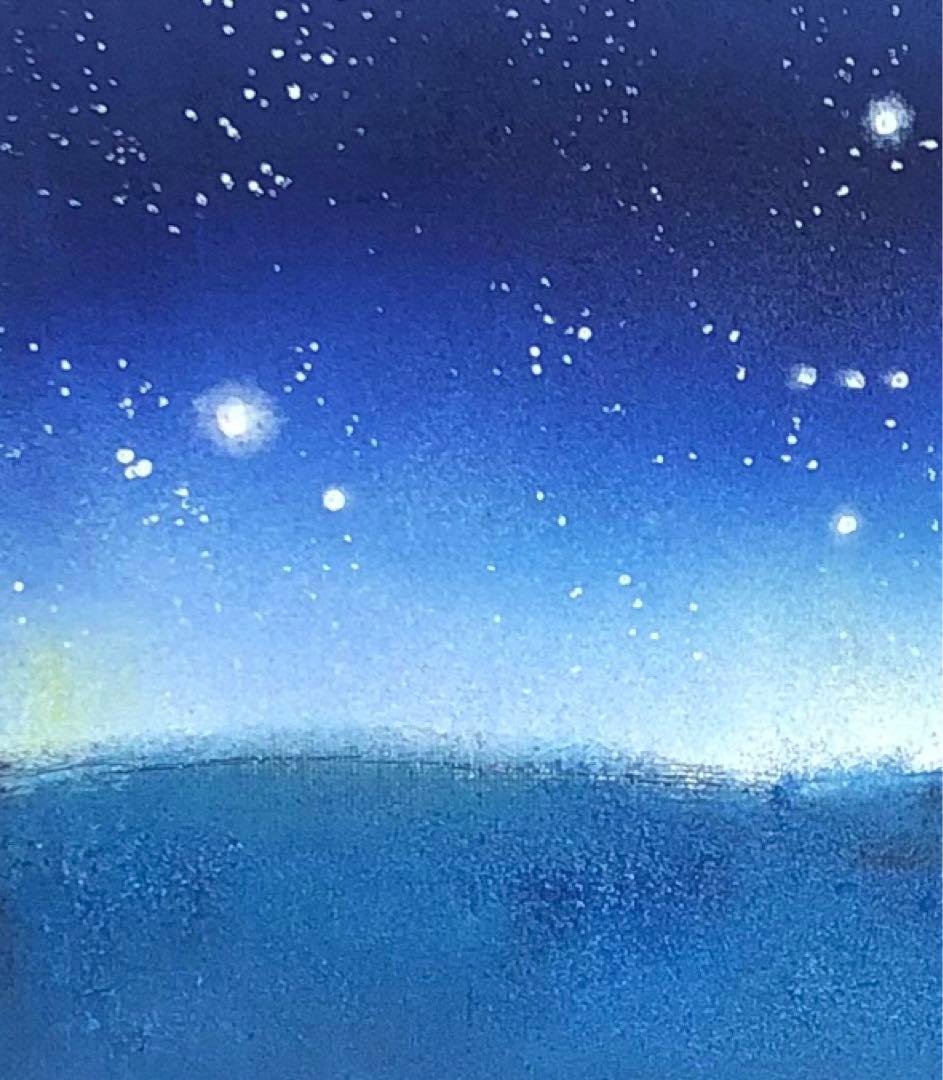 【室生】油絵　原画　一点物　風景　夜空　星　樹　メルヘン　アート　SM