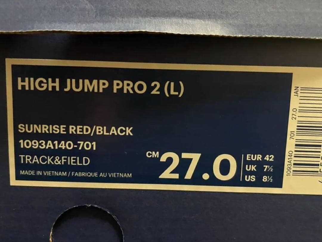 asics ハイジャンププロ2（L）スパイクシューズ オレンジ 27.0 新品