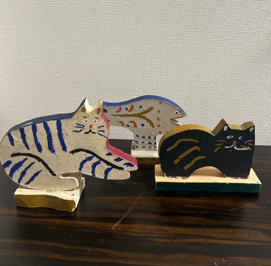 黒田征太郎さん : 猫と魚の陶器オブジェセット