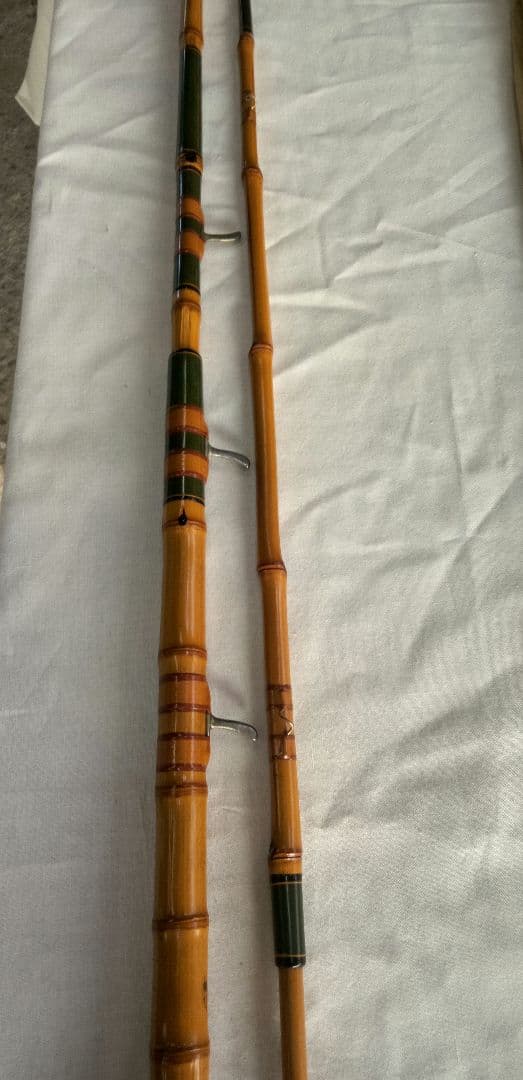 江戸和竿　銀座東作　 　　　ガイド付手バネ竿　良品