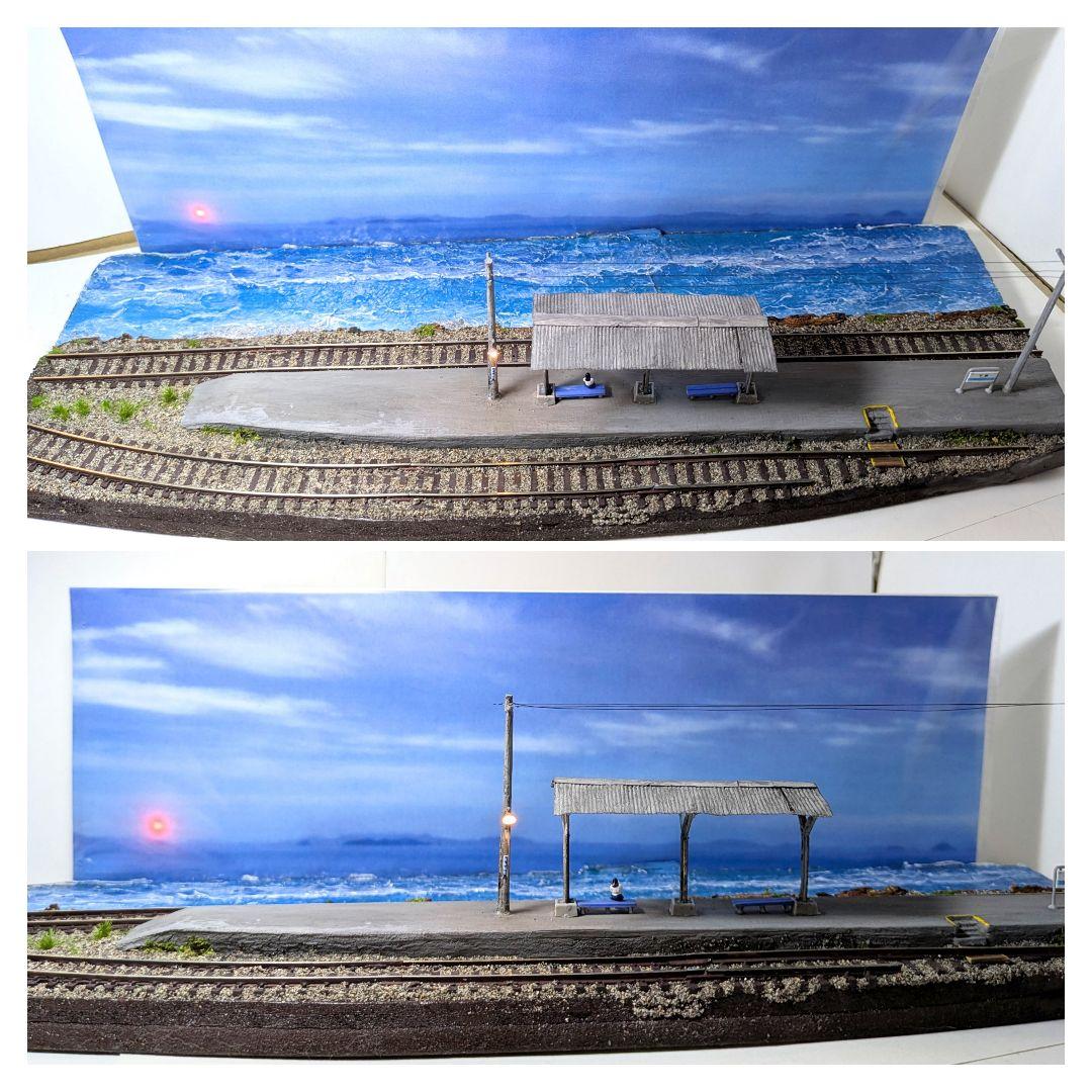 Nゲージ・ジオラマ展示台【海辺の無人駅】