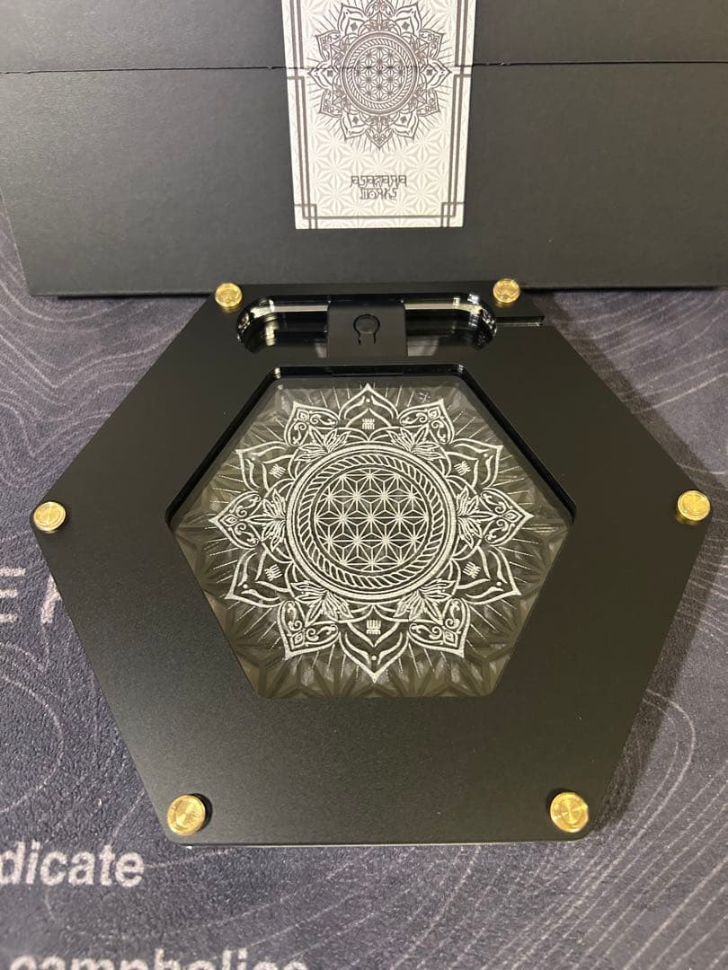 アサガラワークス　LEDコースター　麻柄　マットブラック