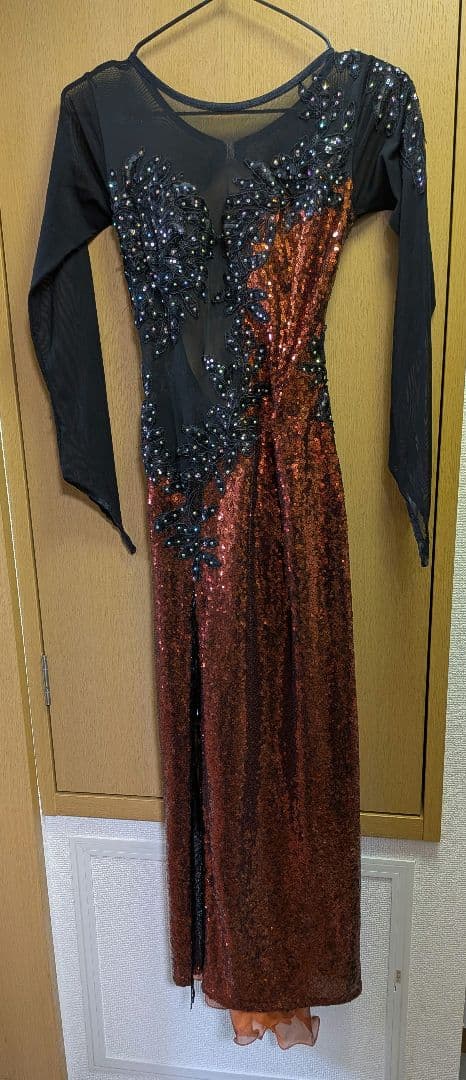 アルゼンチンタンゴドレス オレンジと黒ラメMIMI PINZON