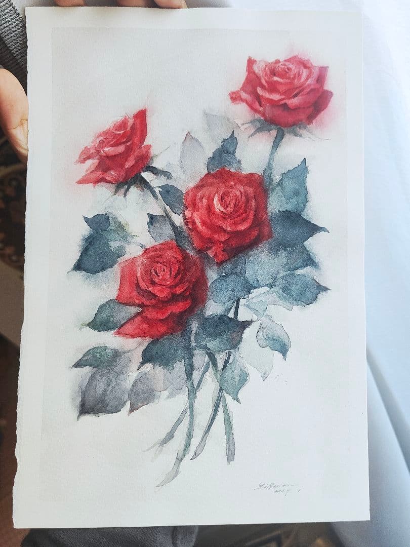 植物水彩原画 バラ