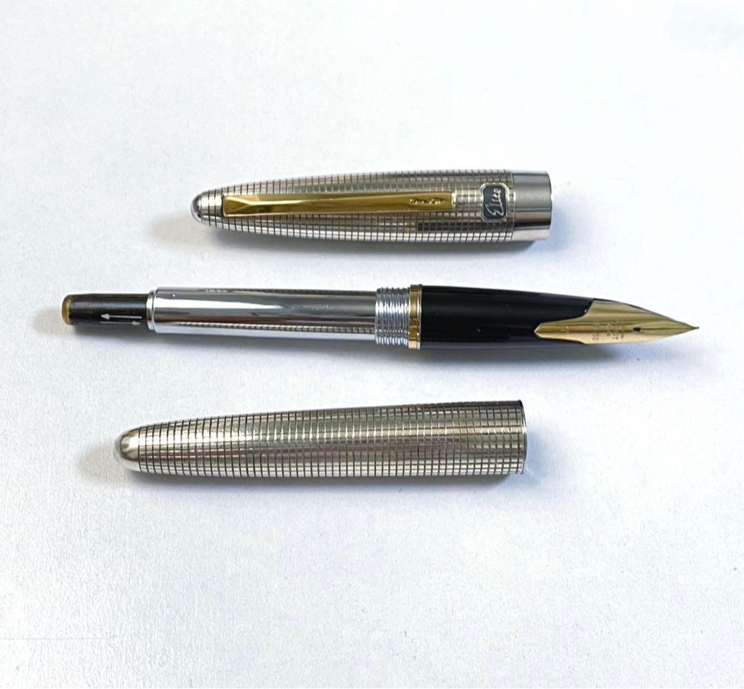 PILOT パイロット エリート スターリングシルバー 万年筆 ペン先 18K