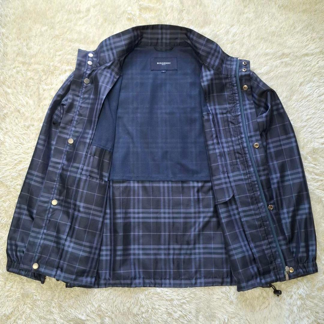 美品 希少Lサイズ バーバリーゴルフ ナイロン ジャケット ノバチェック 青系