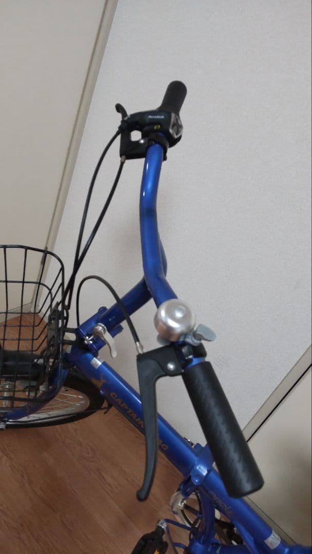CAPTAIN STAG 折り畳み自転車 青色 前バスケット付 引取限定 愛知県