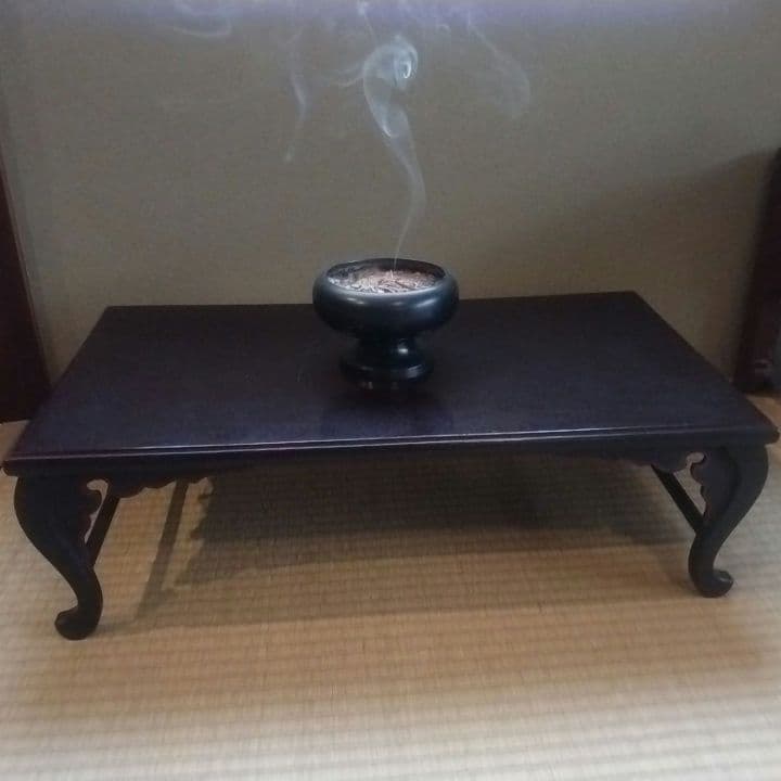 江戸明治期の黒漆塗段紋入平卓 寺院仏具 仏教美術 香炉台 花台春日卓古伊万里盆栽