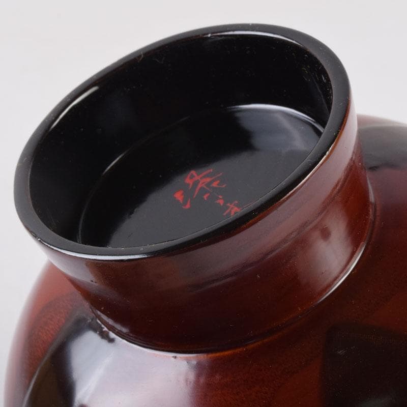 和食器　関谷二男作　漆塗　高台汁椀　五客　共箱　C　8494