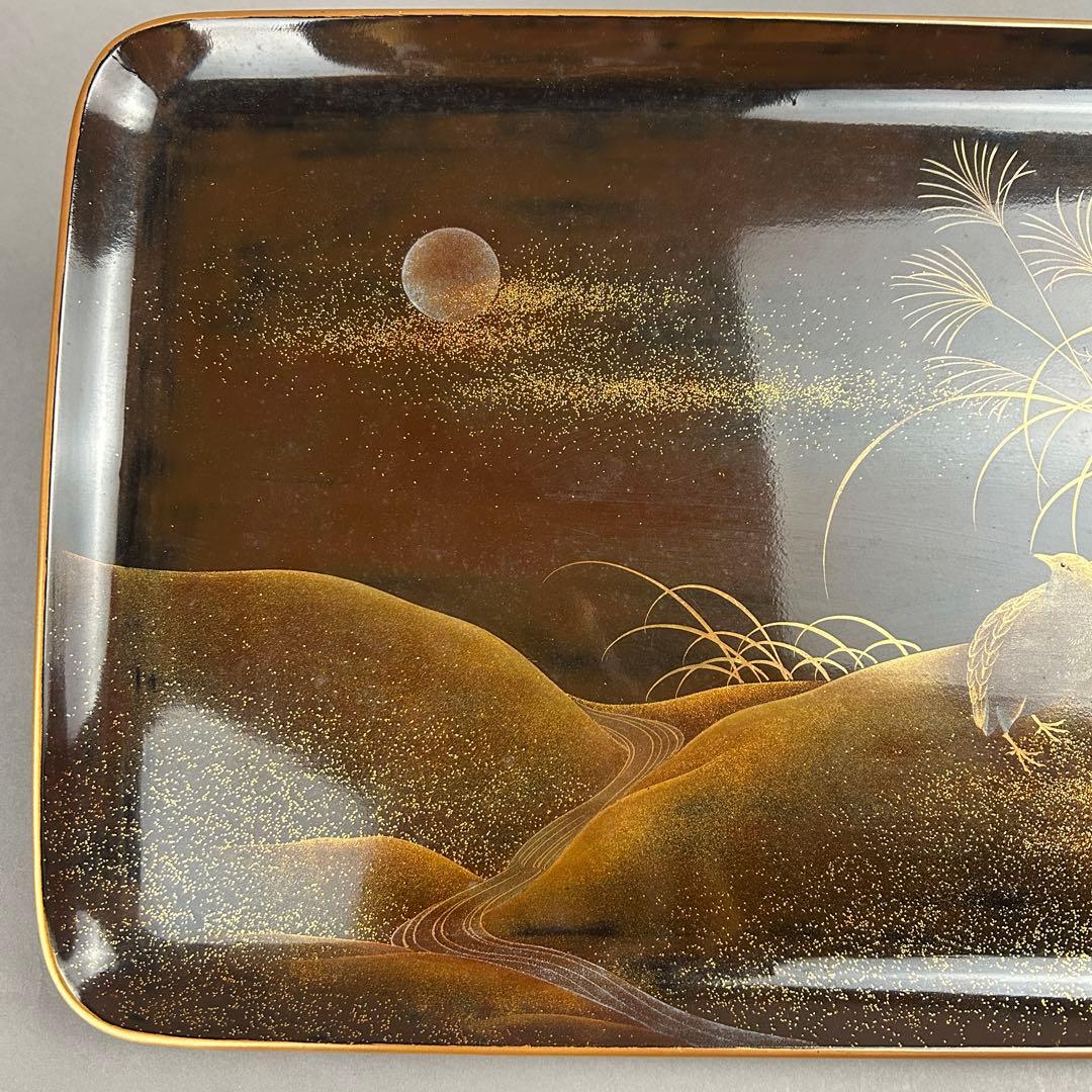 金蒔絵盆 金箔装飾　日本工藝　茶道具，古美術　骨董　漆器