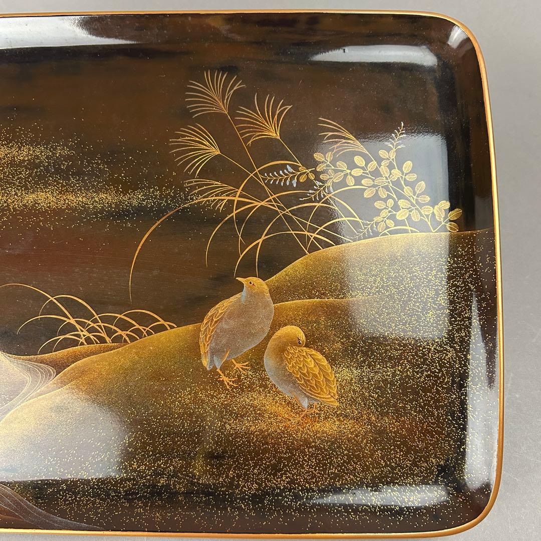 金蒔絵盆 金箔装飾　日本工藝　茶道具，古美術　骨董　漆器