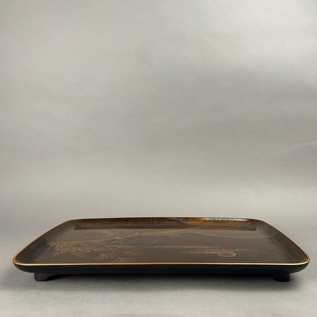 金蒔絵盆 金箔装飾　日本工藝　茶道具，古美術　骨董　漆器