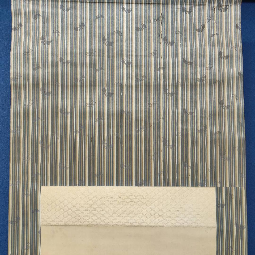 不詳/琴泉/菊に鴬図/小禽図/花鳥/布袋屋掛軸A-440