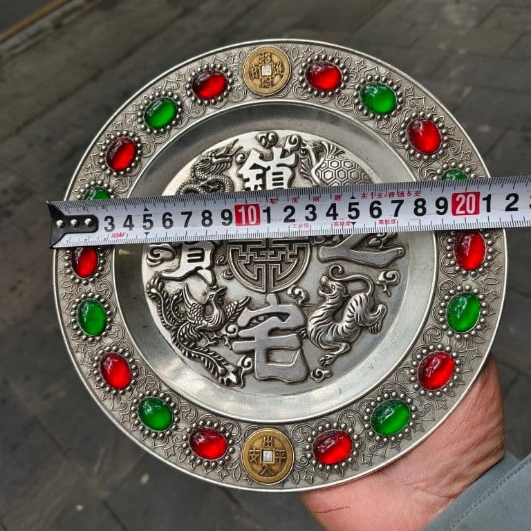 銅 細工 鎮宅之宝 銅皿 銅盤 装飾品 工芸品 美術品 置物