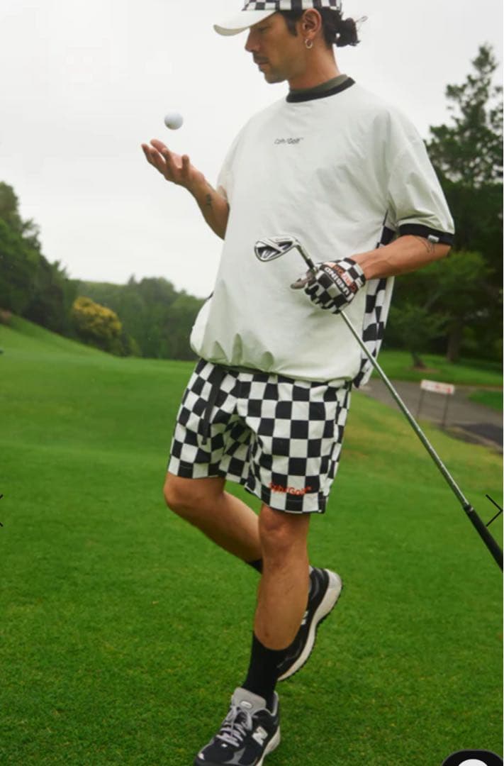 CPH/GOLF チェッカーメッシュトップス　白Mサイズ