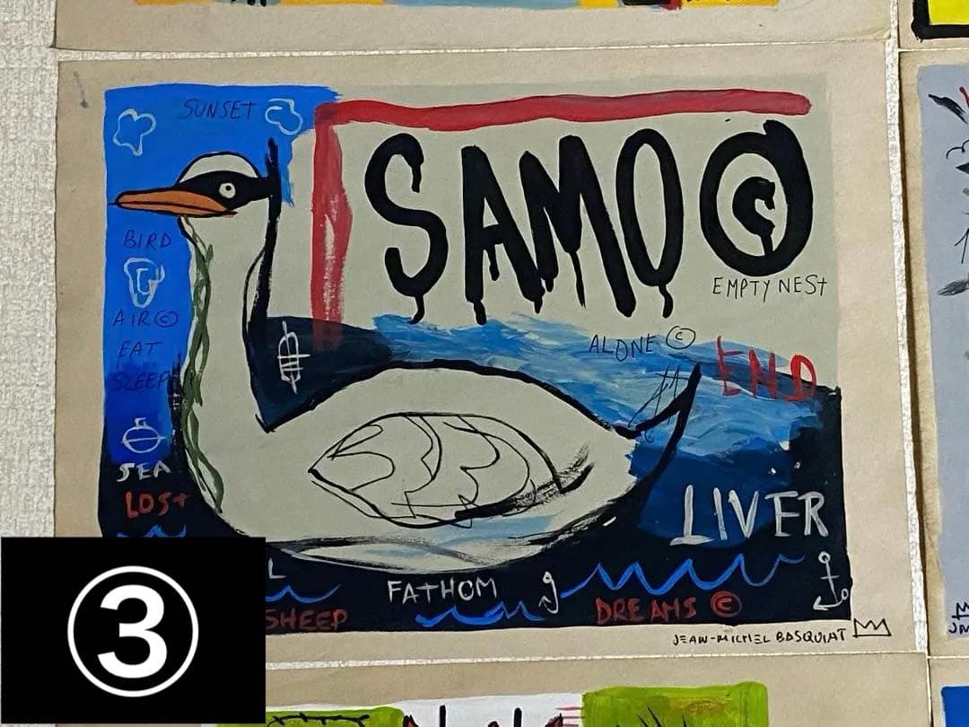 【まとめ売り6枚】模写 肉筆 サインあり ジャン・ミシェル・バスキア 油彩