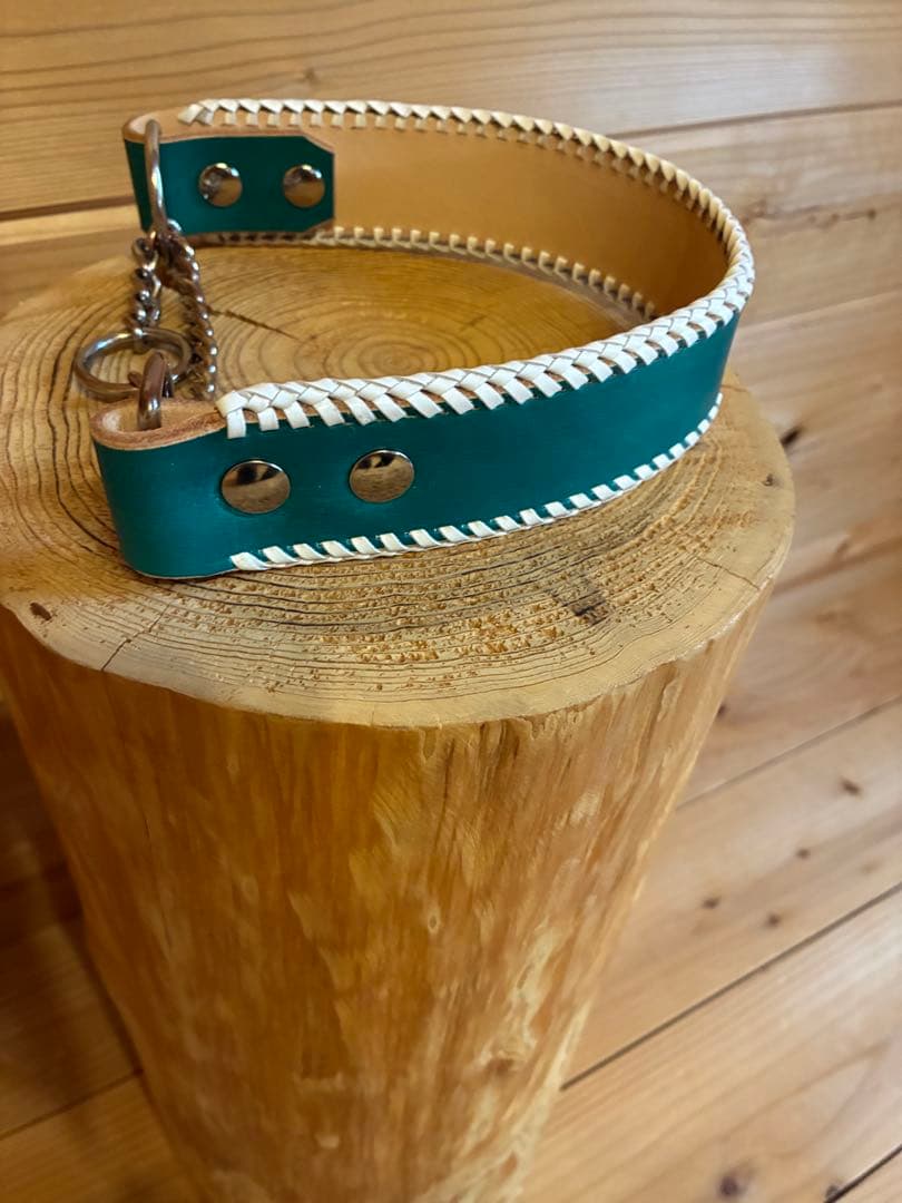 【オーダーメイド】ワンちゃんの首輪　ハーフチョーク　手縫い　手染め　キャンモア