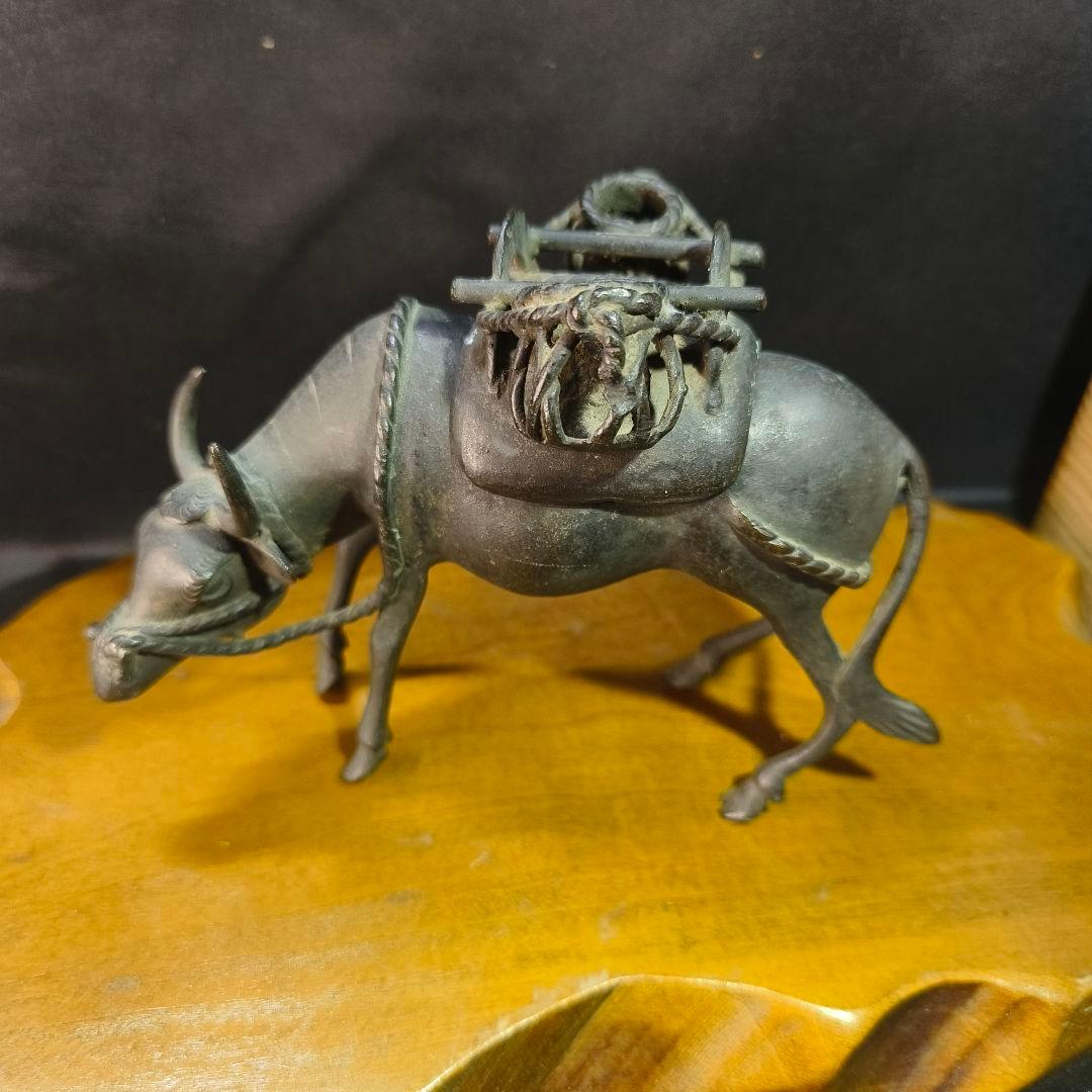 茶道具 唐金 水牛香炉 中国骨董 置物 古美術 旧家蔵出し コレクター放出 桐箱