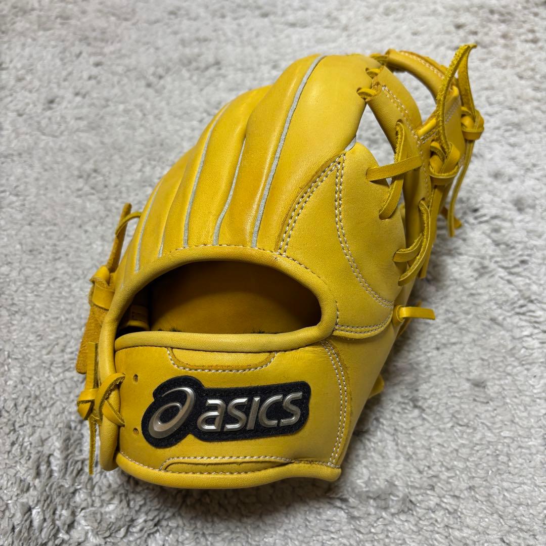 美品　アシックス　内野手　軟式　グローブ　イエロー