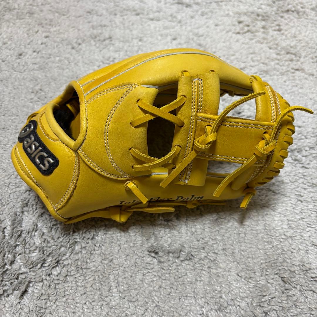 美品　アシックス　内野手　軟式　グローブ　イエロー