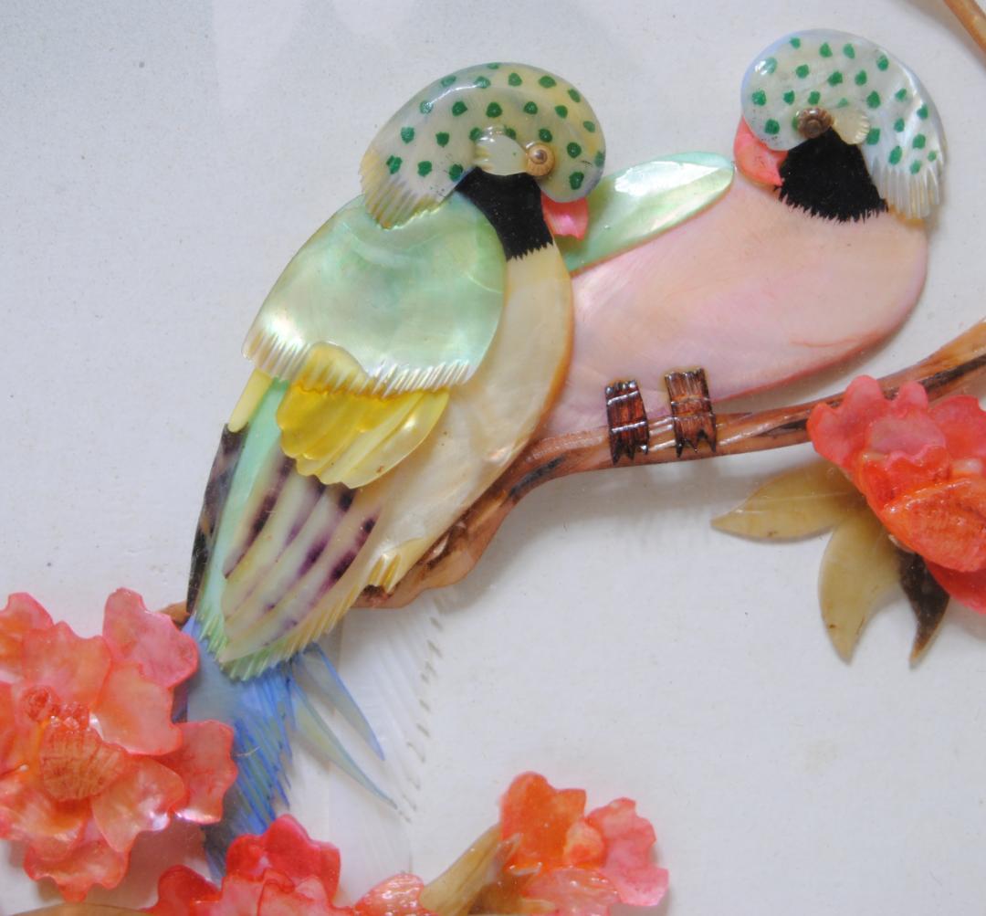 中国珍珠貝彫画　貝細工　 ［大連］アート　芸術品　美術品　玉石　中国美術