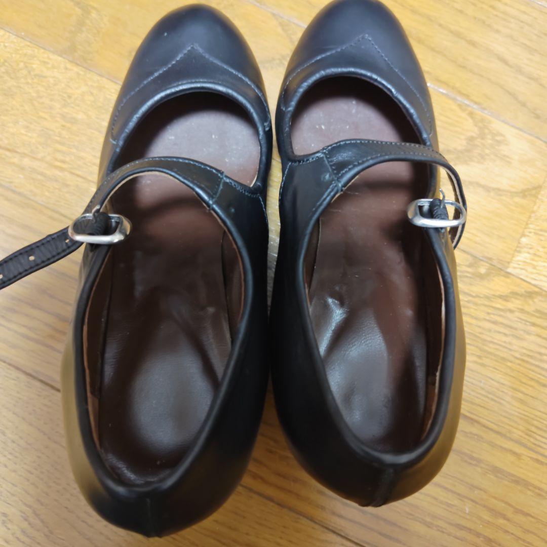 フラメンコシューズ 黒 レザー 23.5