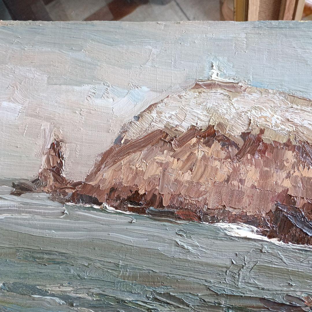 4260）松本竹敏　油絵F8号「えりも岬　１９７５年」独立美術協会所属