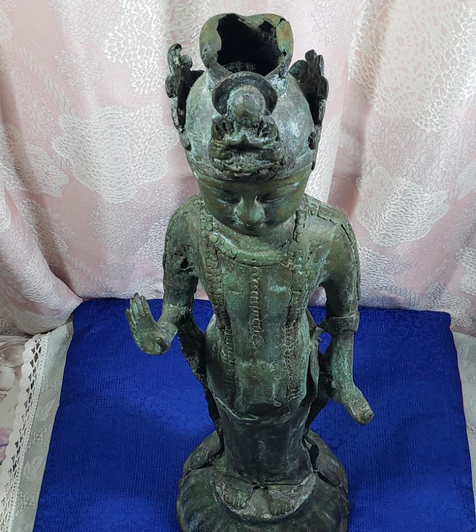 【博物館級】◆新羅金銅観音菩薩立像 新羅仏 仏像◆検）天平仏 飛鳥仏 空海