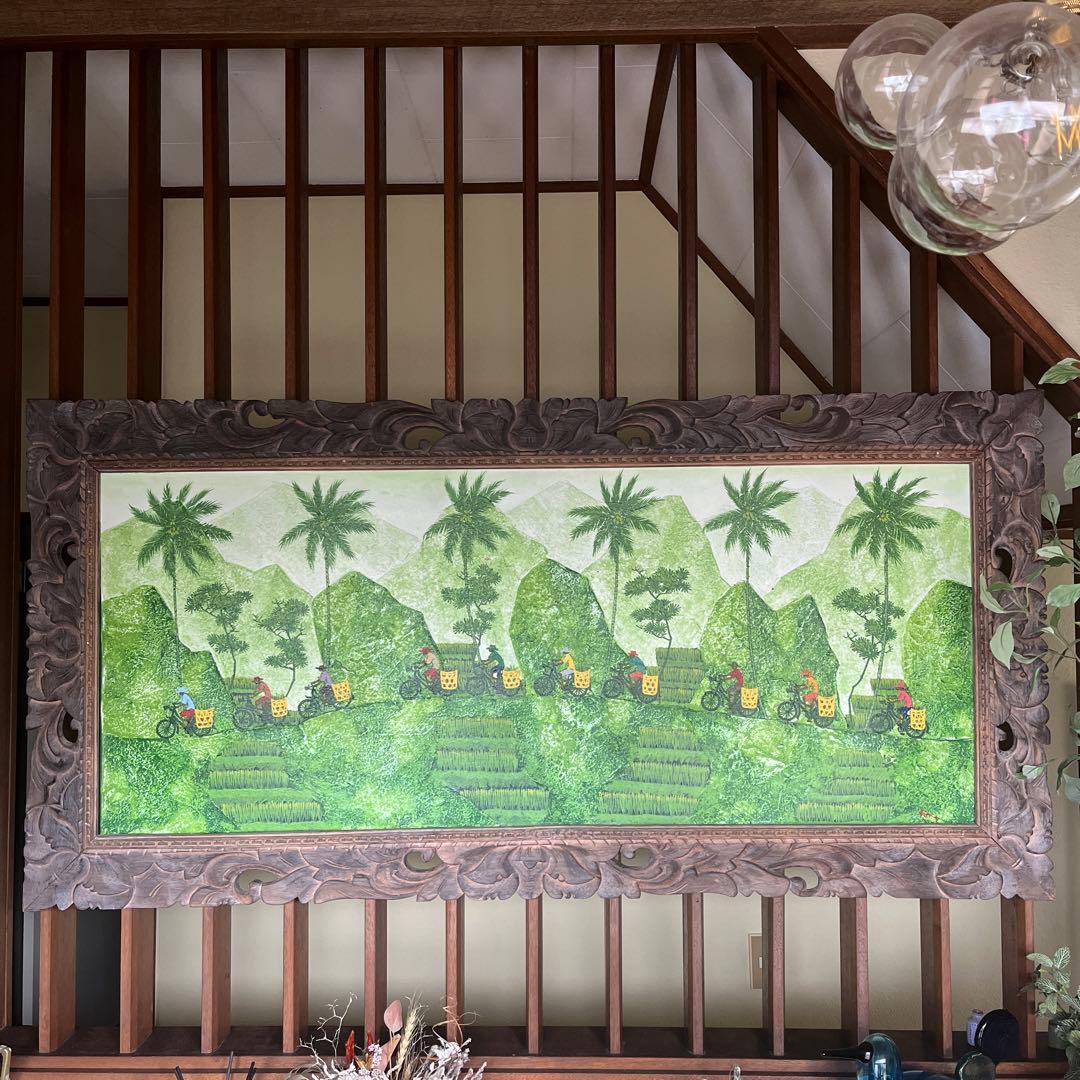 【直接引き取り】アジアン　バリウブド　特大サイズ　絵画　パネル