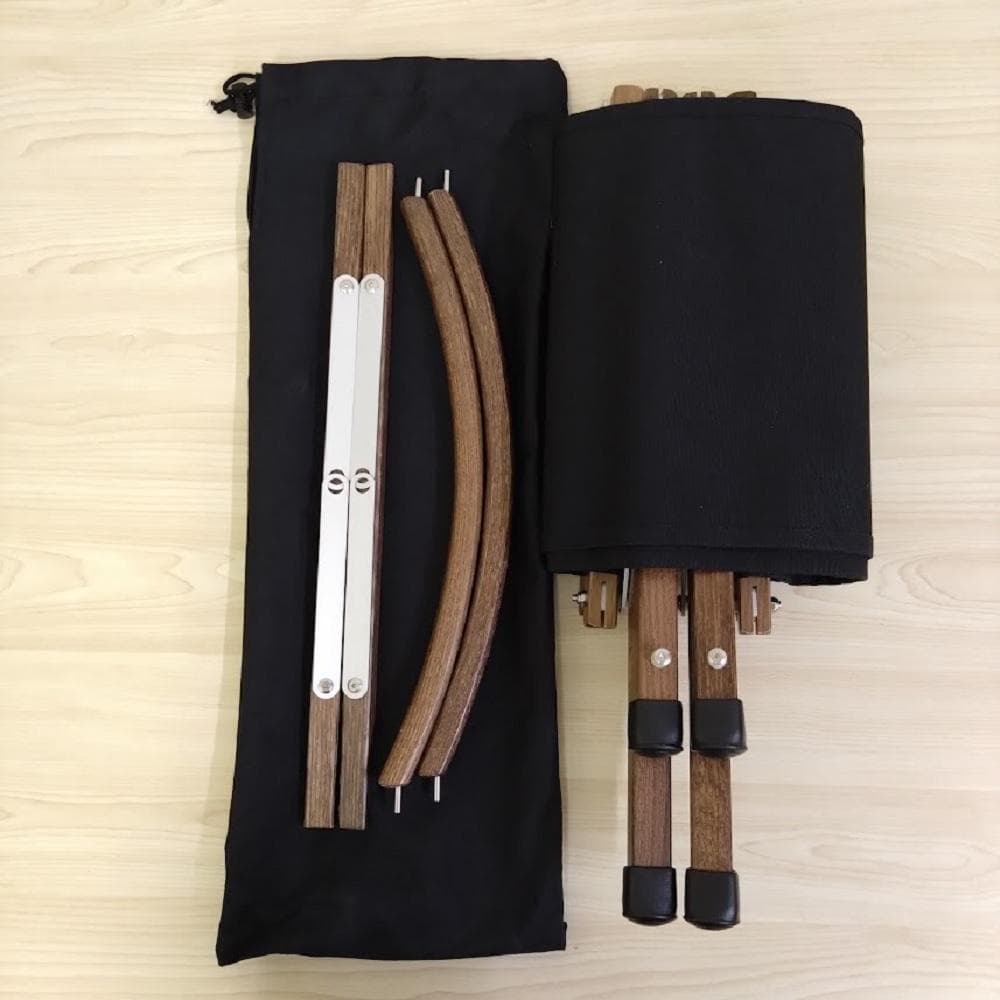 【未使用】アウトドアチェア ローチェア ウッドフレーム 黒 オーク材 2脚セット