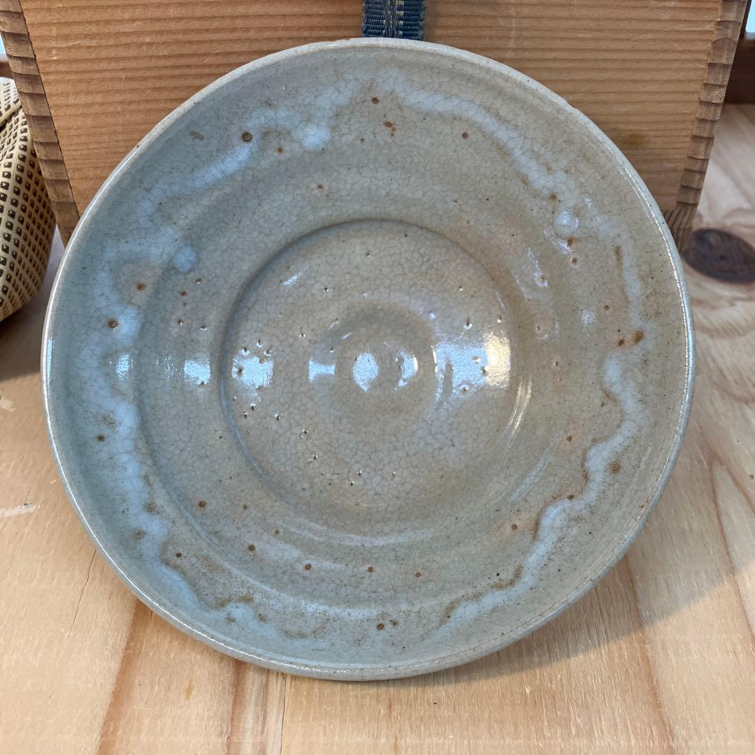 茶道具　茶碗　平茶碗　作者不明　仕覆付　共箱　夜寒焼と推定　S1016CW