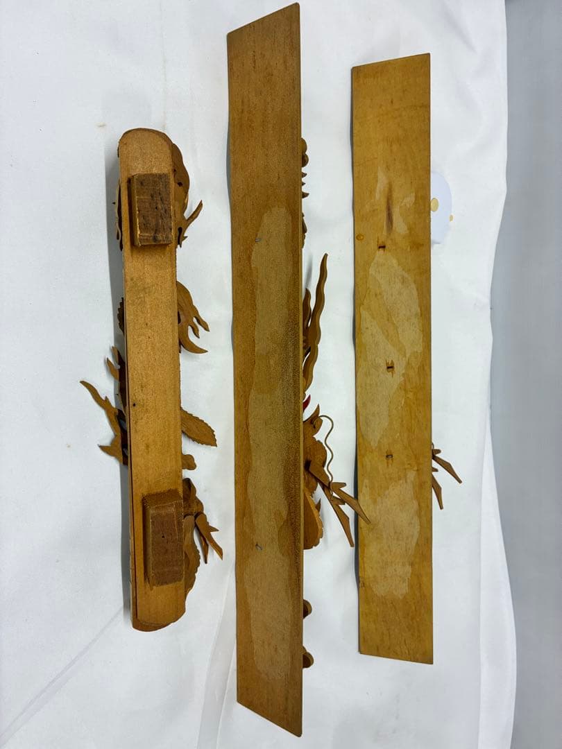 ✡*️様 木製龍彫 3点まとめて 目描き 金粉仕上げ/竜彫刻 /ドラゴン 欄間