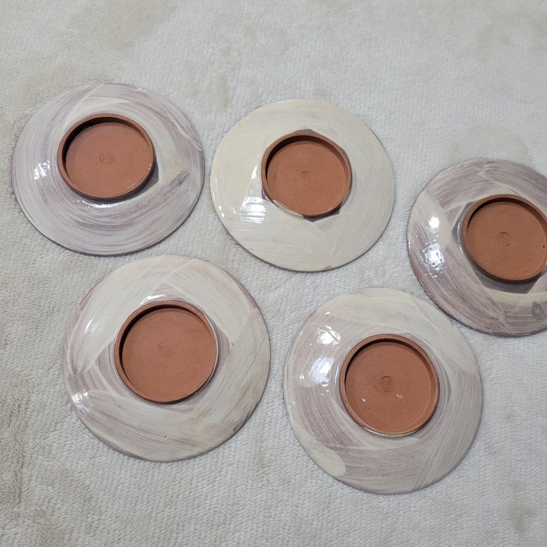 昭和初期 京焼 嘉曹窯 色絵金彩 小皿5枚セット 銘々皿 椿 梅 花文様