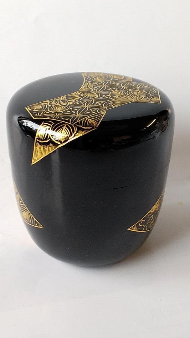 輪島塗 加門彰 作『 棗 扇面乃図 沈金 』漆器 漆芸 茶道具 共箱 共布 新品