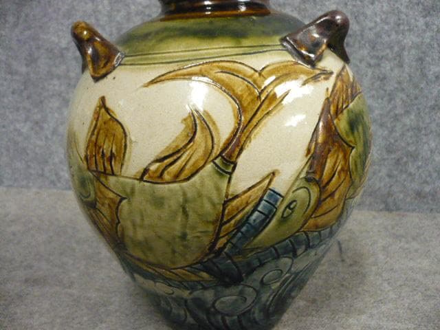 壺屋焼 魚文 壷 [B31356]