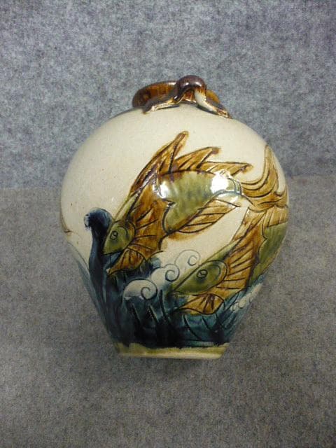 壺屋焼 魚文 壷 [B31356]